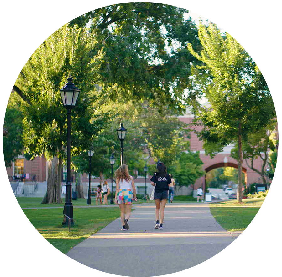students walking on the Brown University campus
